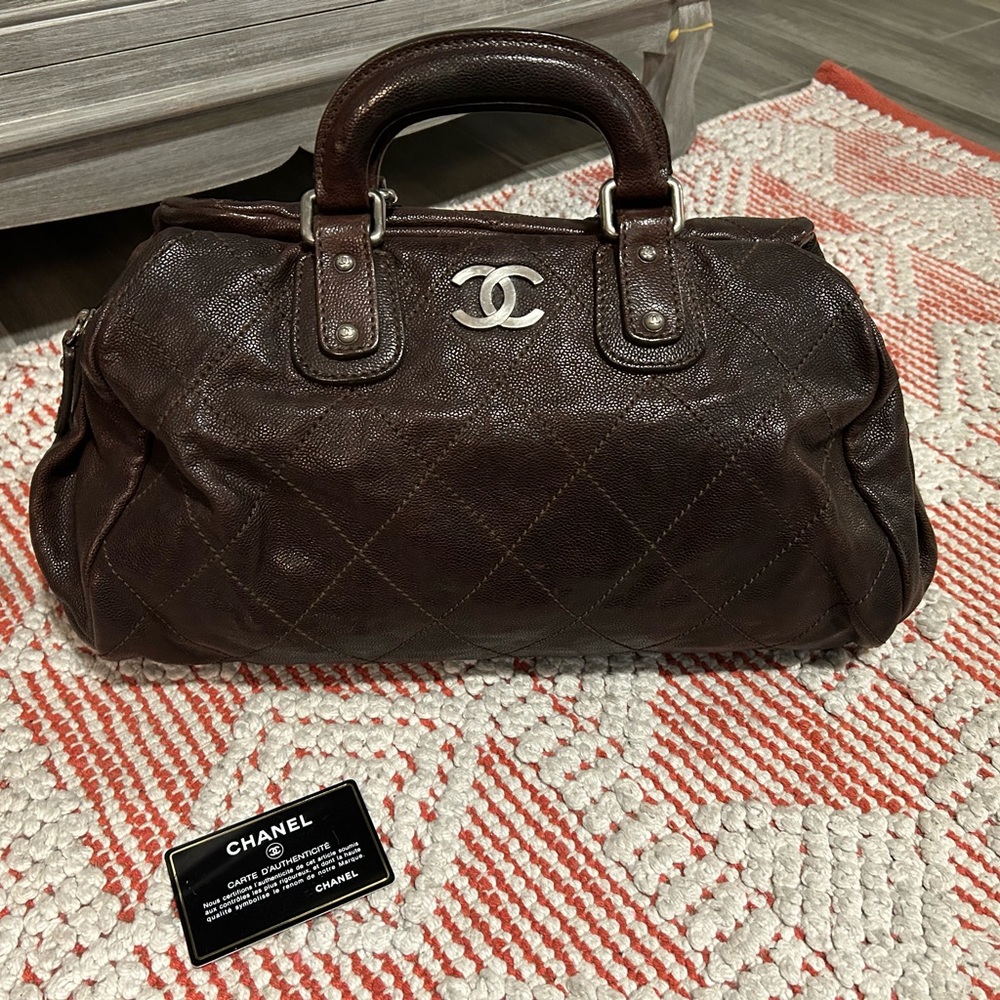 Chanel Caviar Leather Brown Boston Bowling Bag